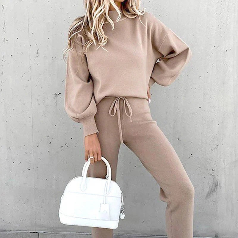 Long Sleeve Oversized Rib Knit Lounge Set for Women