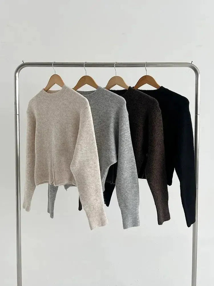 Front Zip Ribbed Knit Mock Neck Sweater for Women