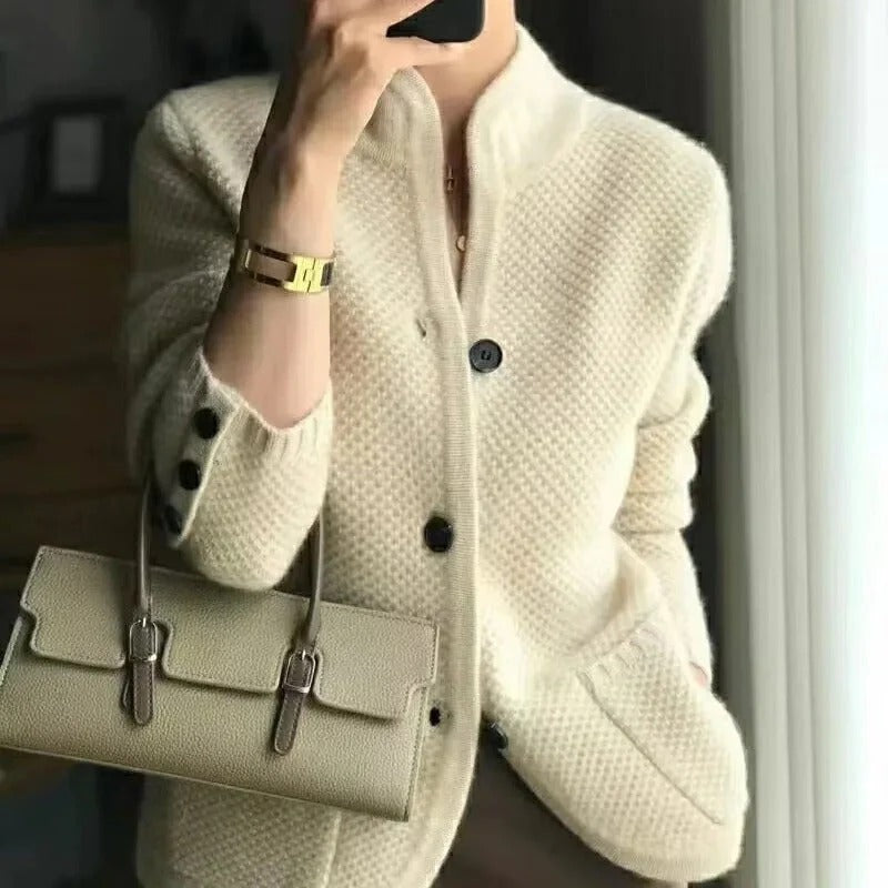 Wool Blend Single-Breasted Cardigan for Women