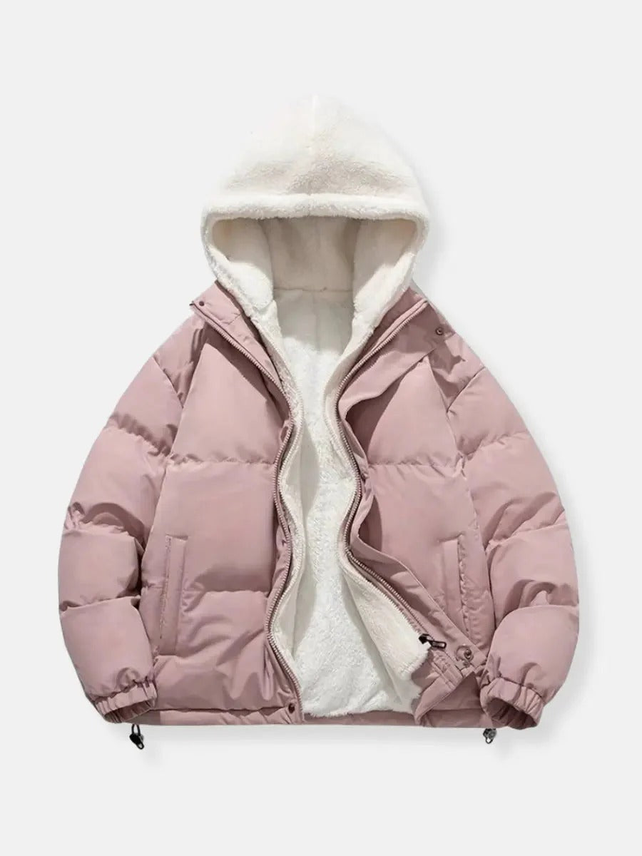 Hooded Sherpa Lined Puffer Jacket for Women