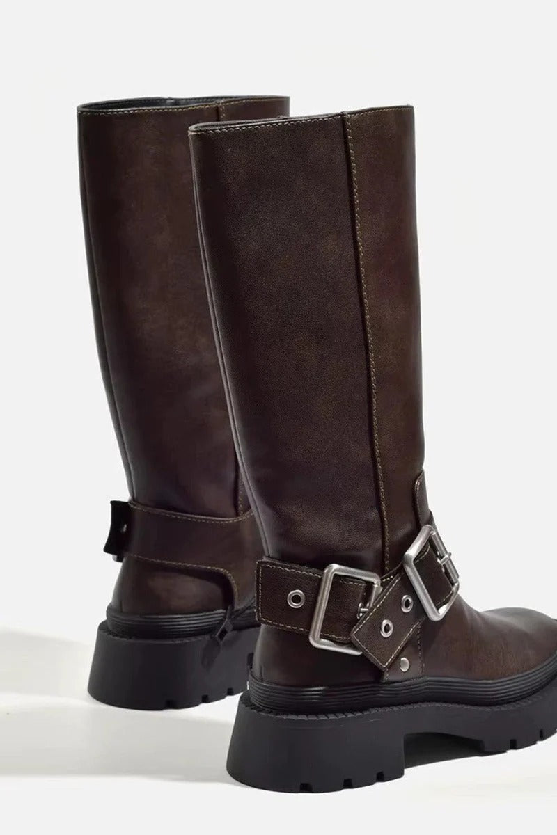 Knee-High Chunky Combat Boots for Women