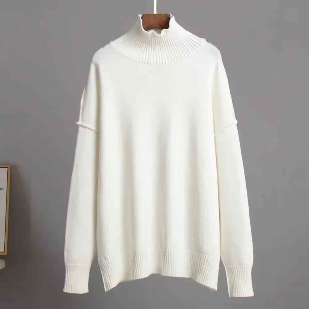 Oversized Ribbed Turtleneck Jumper for Women