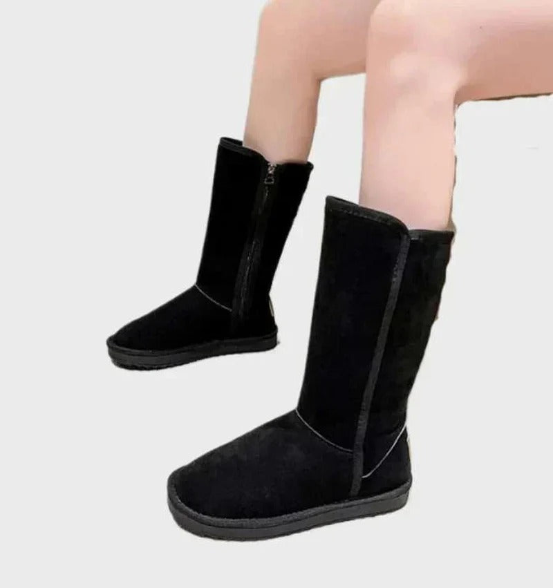 Suede Faux Fur Lined Warm Mid-Calf Boots for Women