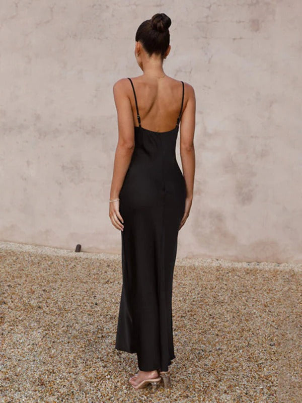 Satin Backless Slip Maxi Dress for Women