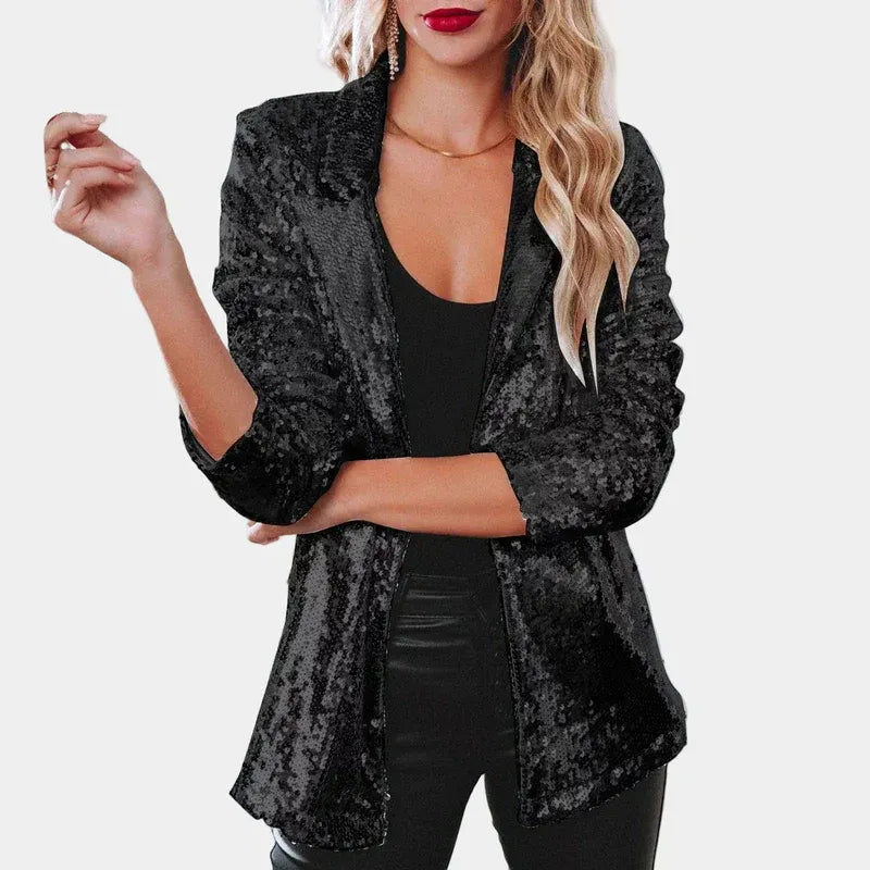 Sequin Blazer with Open Front for Women