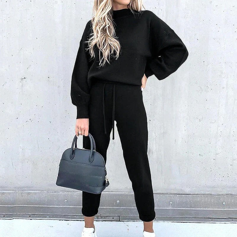 Long Sleeve Oversized Rib Knit Lounge Set for Women