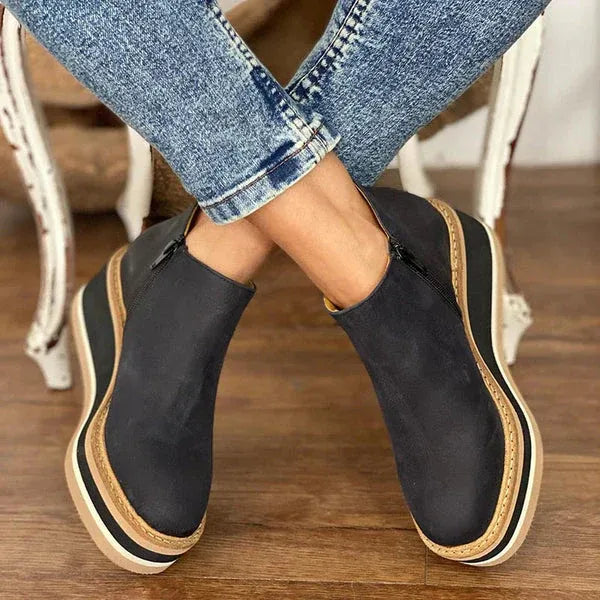 Platform Ankle Boots with Zipper for Women