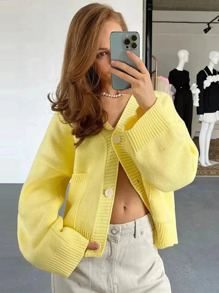 V Neck Knitted Cardigan for Women