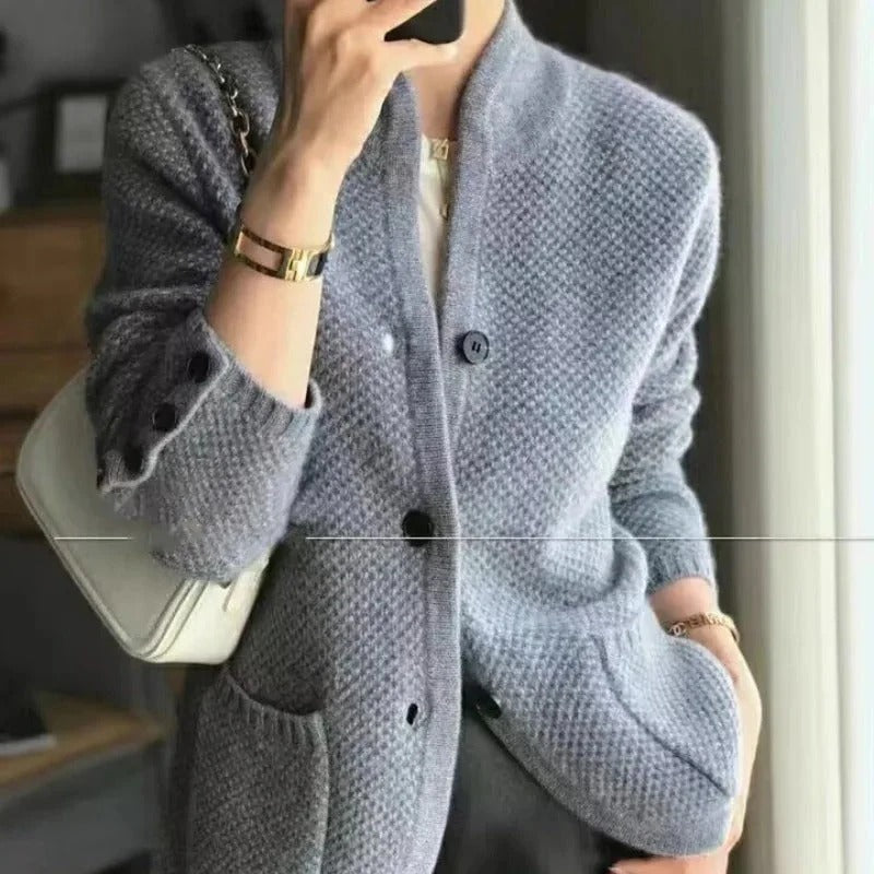 Wool Blend Single-Breasted Cardigan for Women