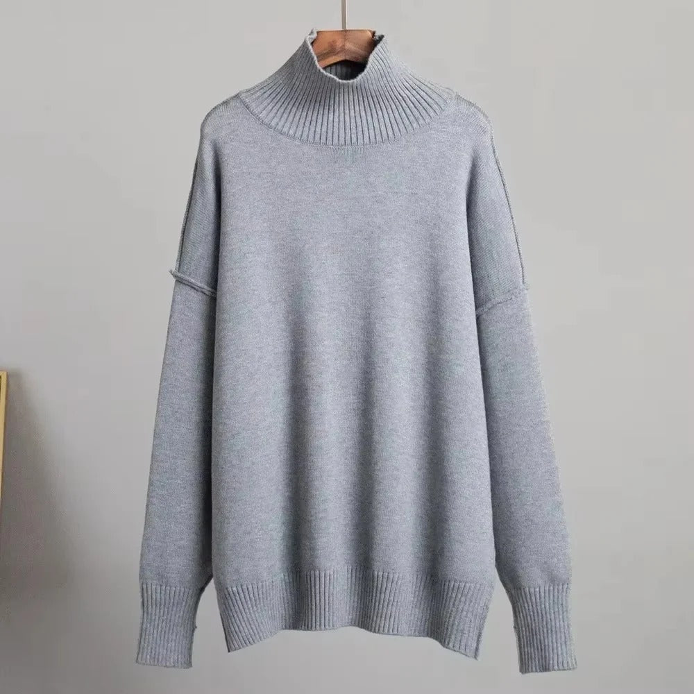 Oversized Ribbed Turtleneck Jumper for Women