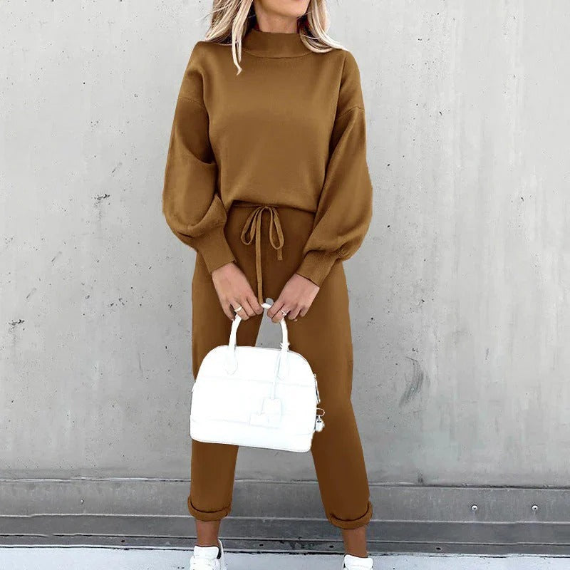 Long Sleeve Oversized Rib Knit Lounge Set for Women