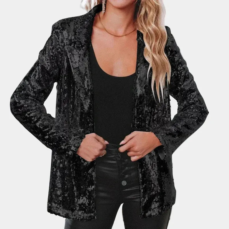 Sequin Blazer with Open Front for Women
