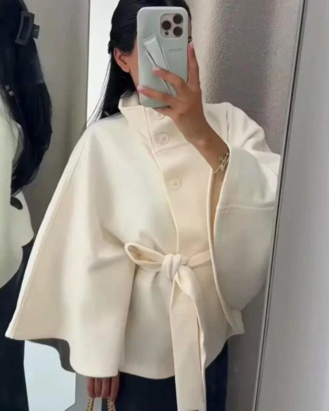 Wool Blend Cape Coat for Women