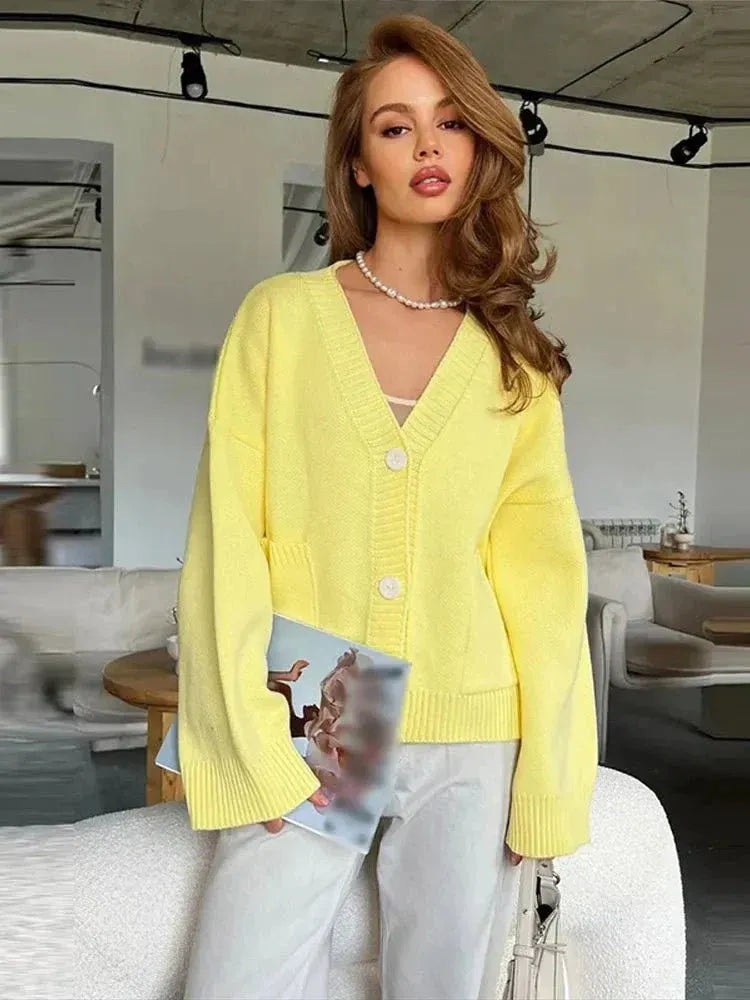 V Neck Knitted Cardigan for Women