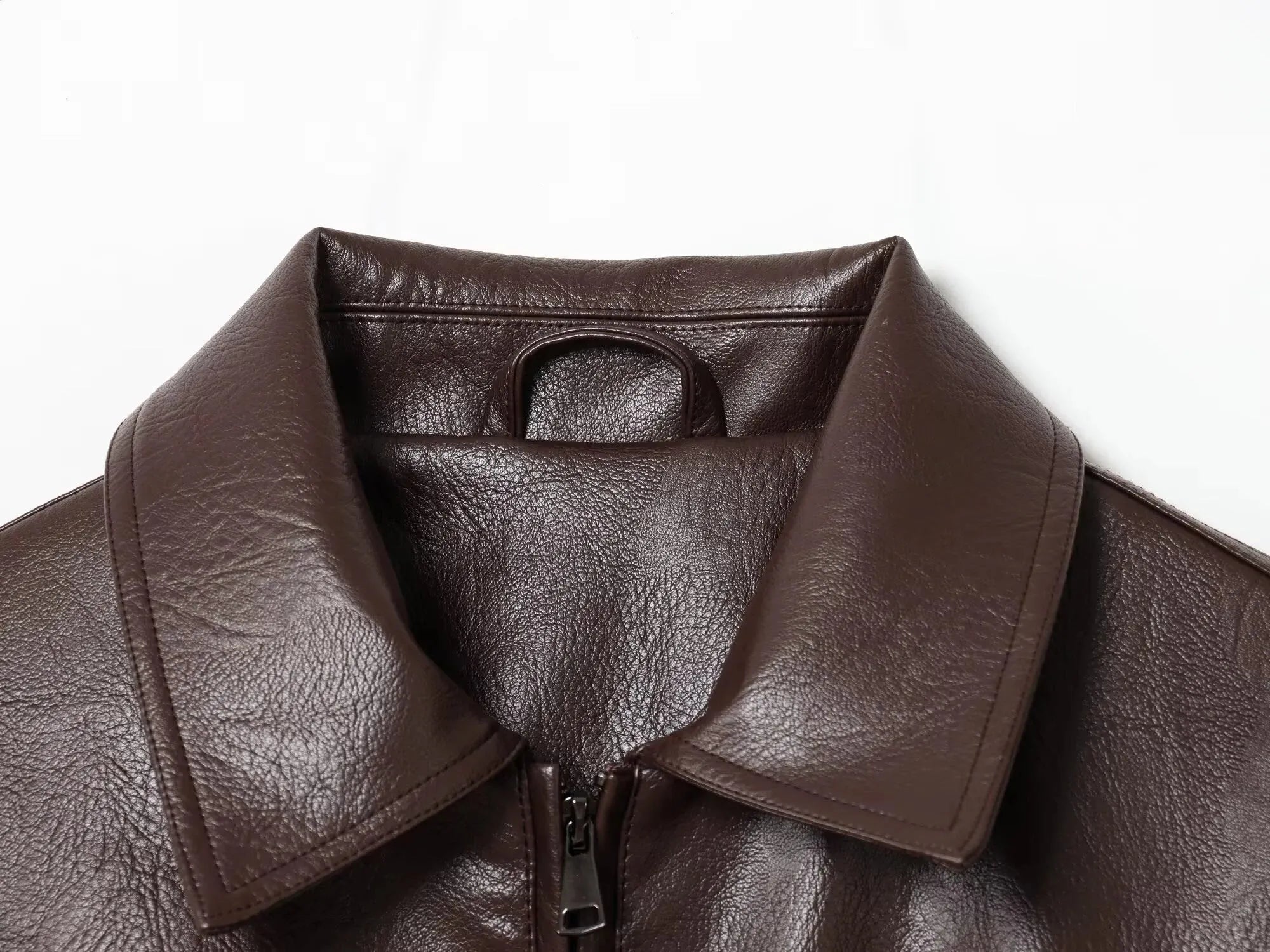 Oversized Short Leather Bomber Jacket for Women