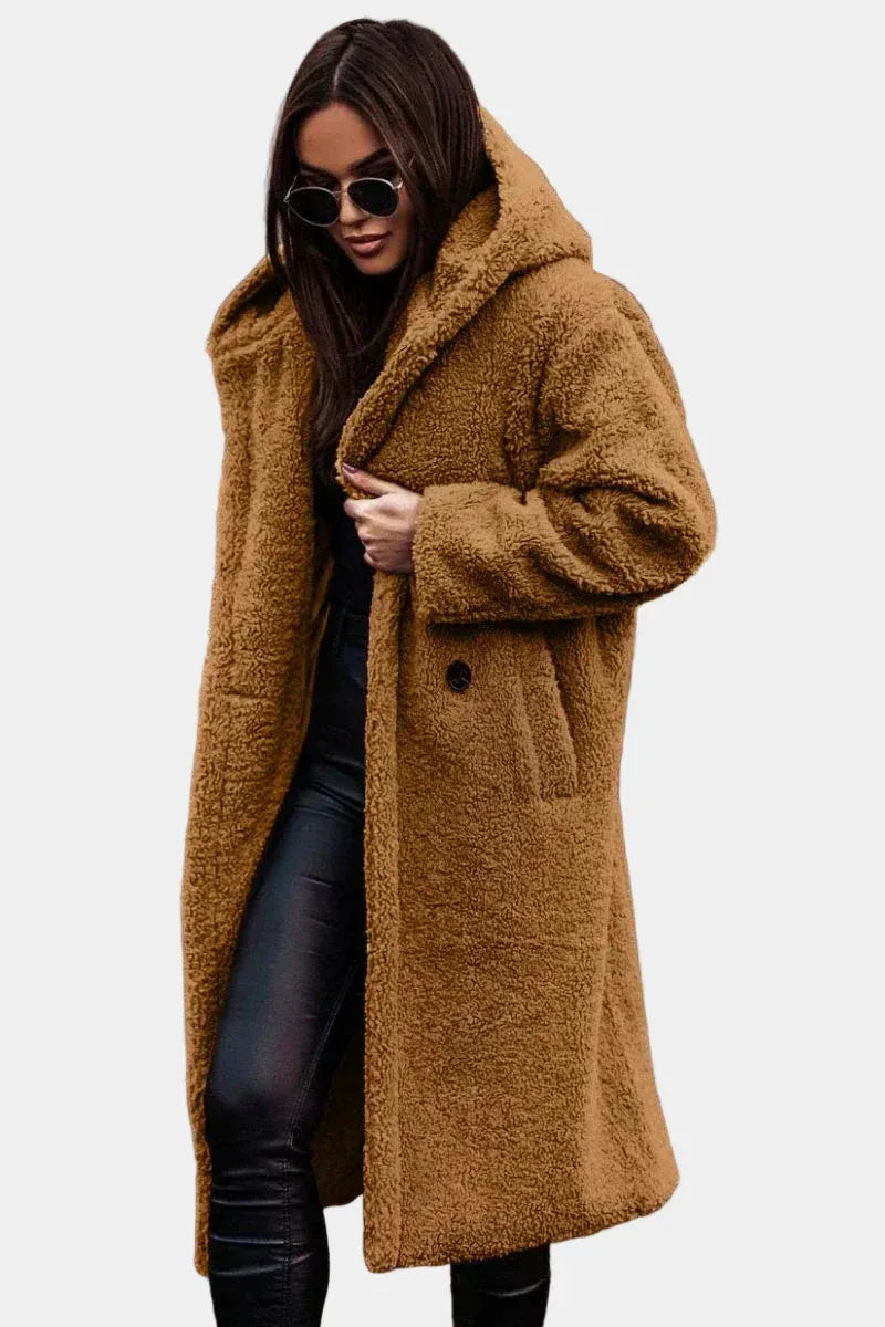 Long Hooded Teddy Winter Coat for Women