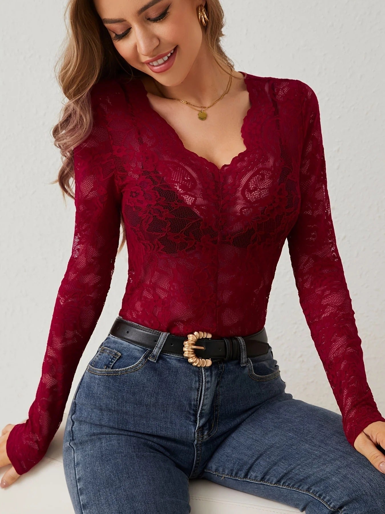 Lace Long Sleeve Top for Women