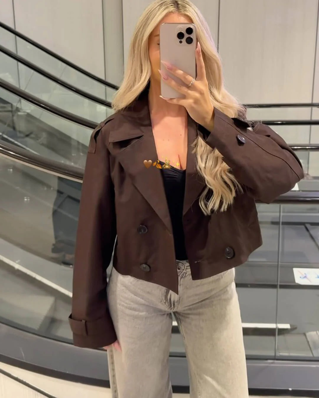 Short Double Breasted Trench Coat for Women