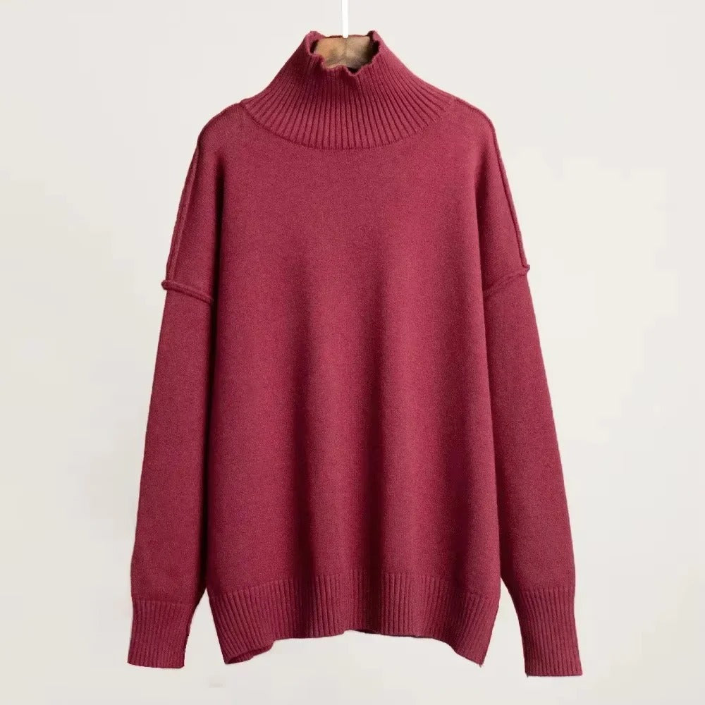 Oversized Ribbed Turtleneck Jumper for Women