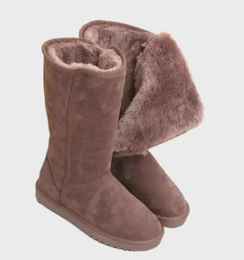 Suede Faux Fur Lined Warm Mid-Calf Boots for Women