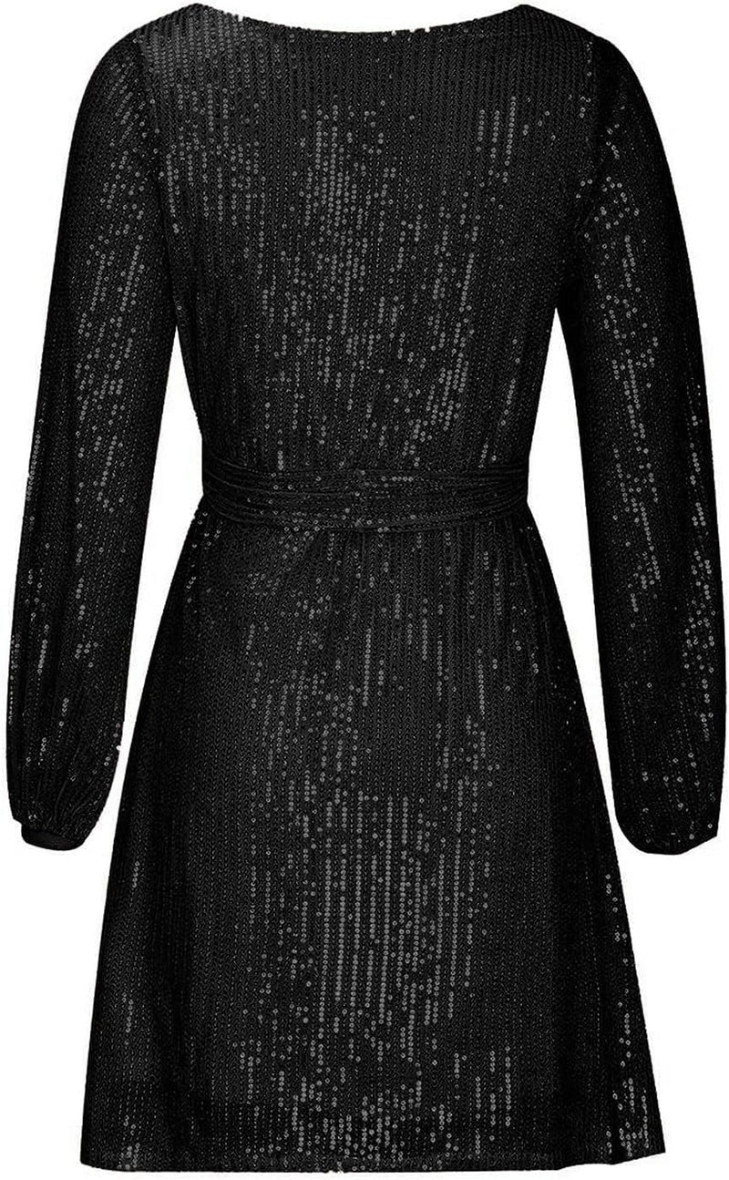Sequin Tie Waist Mini Dress for Women