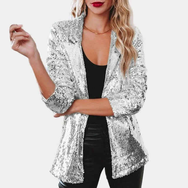 Sequin Blazer with Open Front for Women