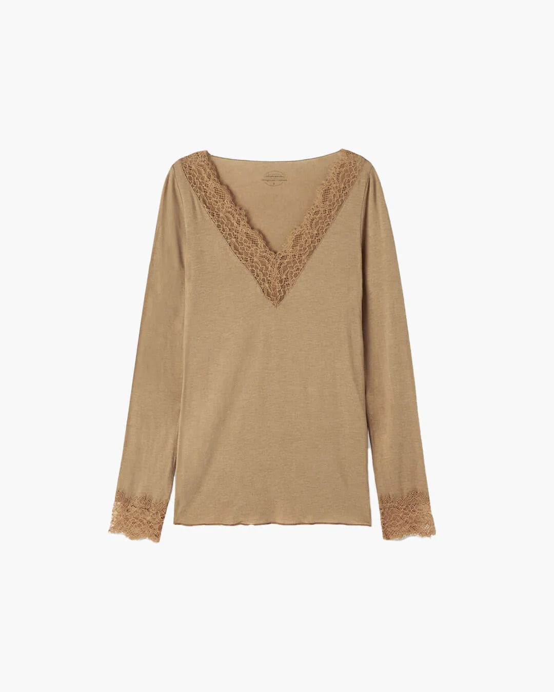 V-Neck Lace Long Sleeve Top for Women