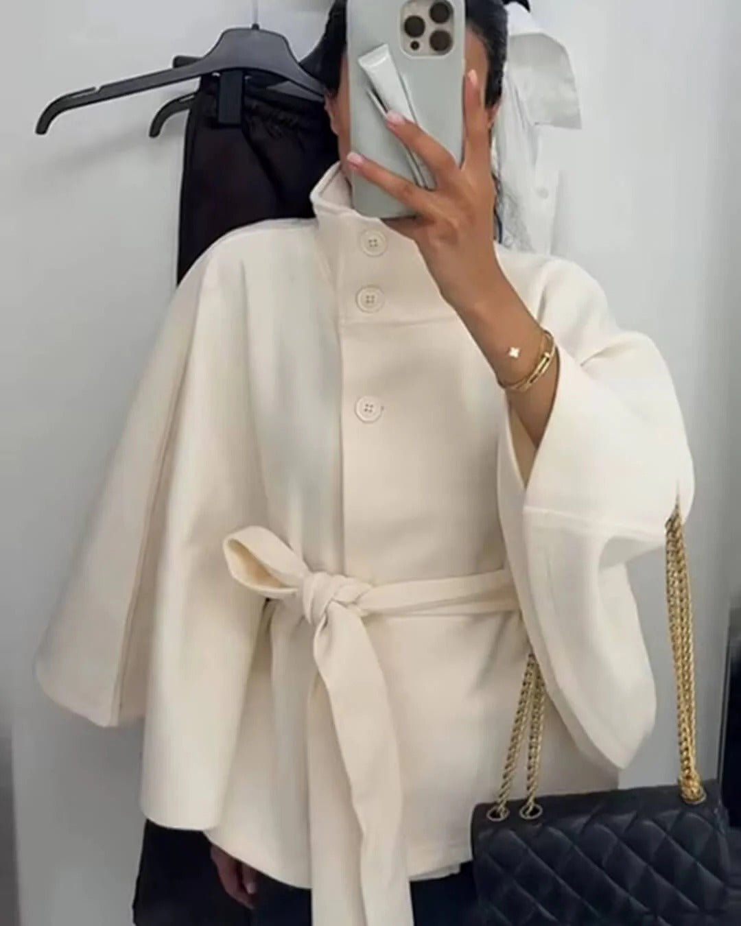 Wool Blend Cape Coat for Women