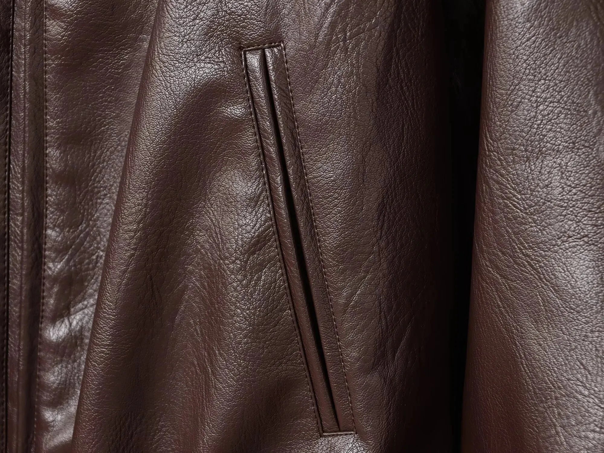 Oversized Short Leather Bomber Jacket for Women