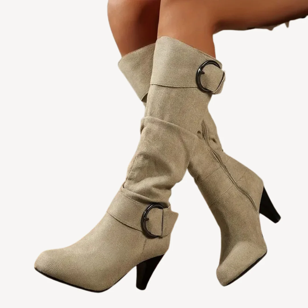 Suede Slouchy Boots with Kitten Heel for Women