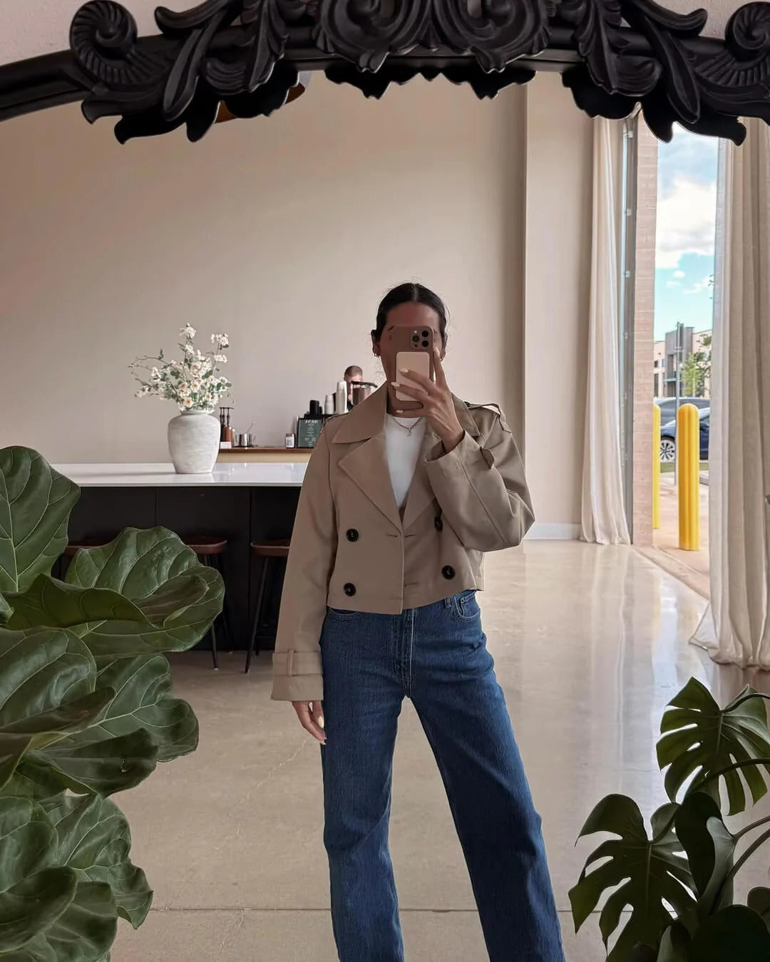 Short Double Breasted Trench Coat for Women