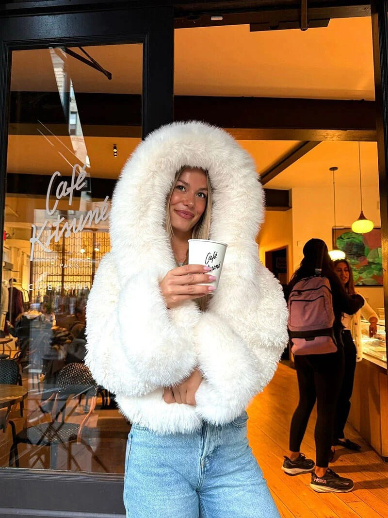 Faux Fur Oversized Hooded Coat for Women