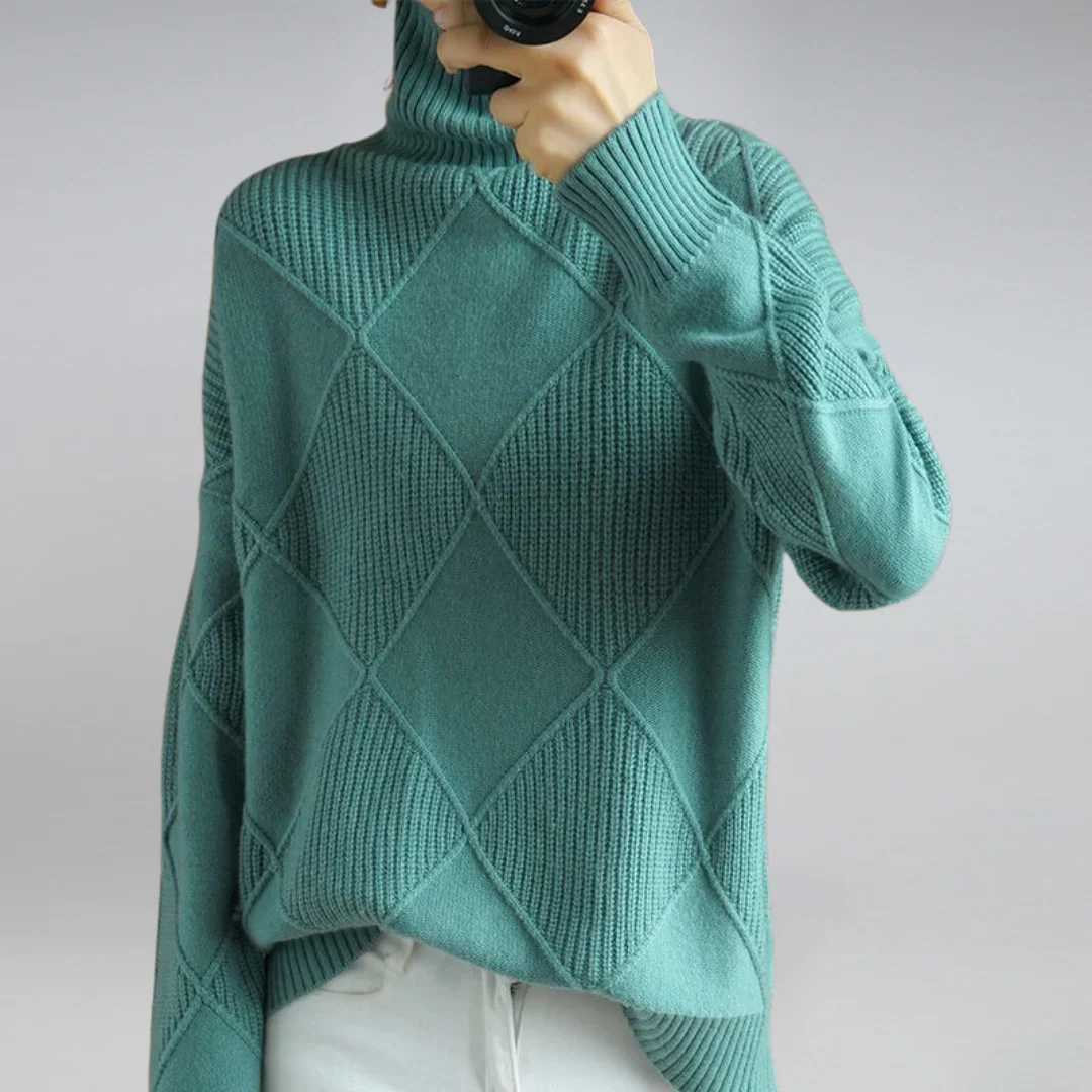 Turtleneck Pattern Jumper for Women