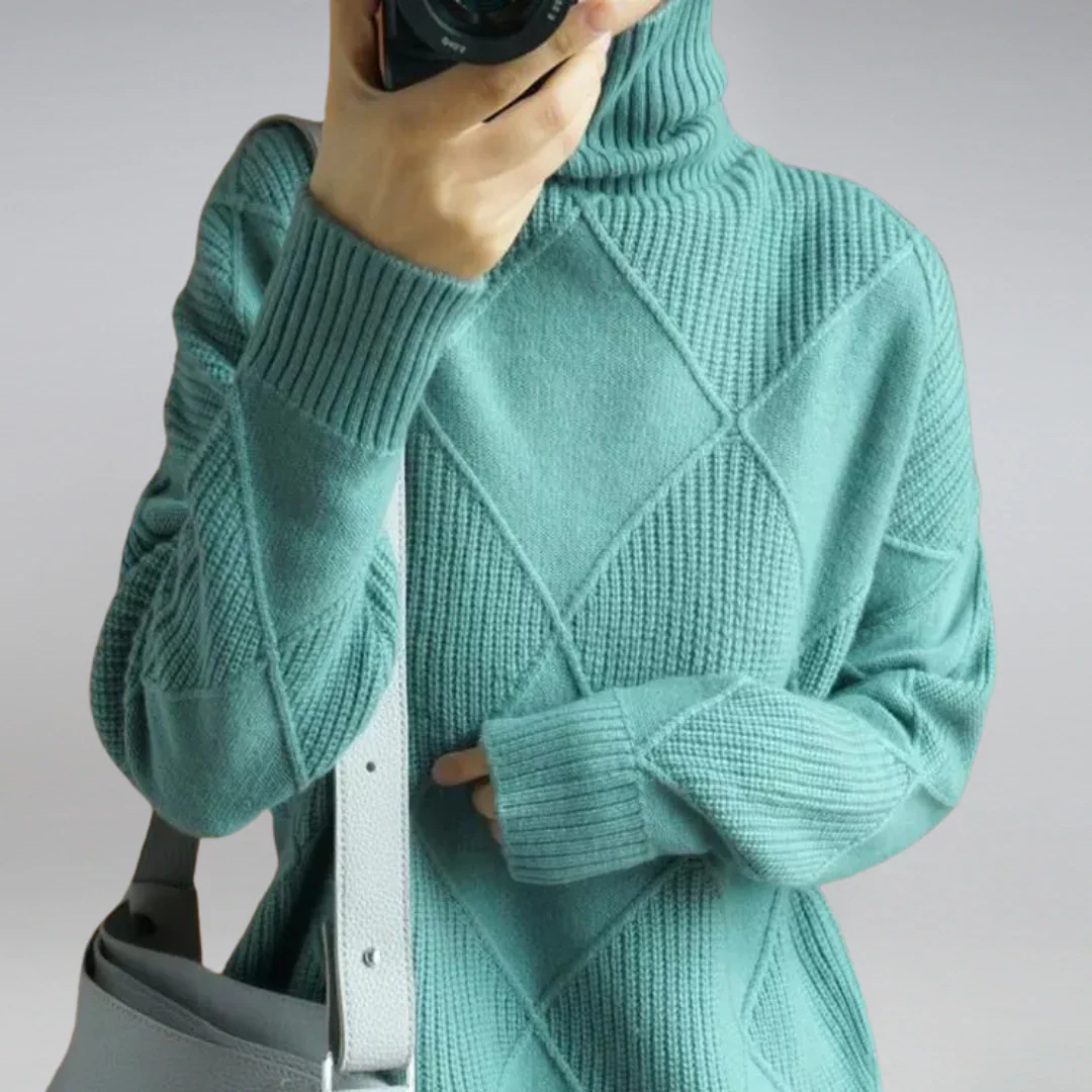 Turtleneck Pattern Jumper for Women