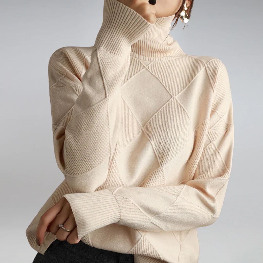 Turtleneck Pattern Jumper for Women