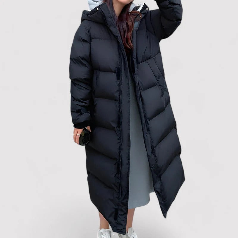 Long Hooded Puffer Coat for Women