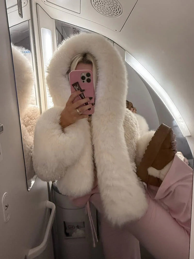 Faux Fur Oversized Hooded Coat for Women