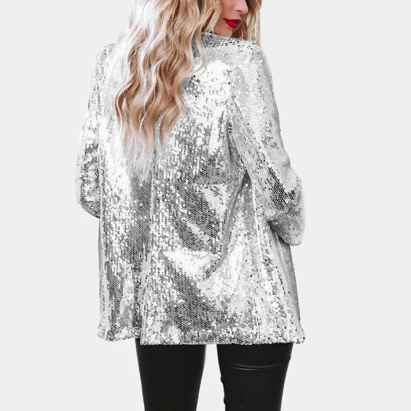 Sequin Blazer with Open Front for Women