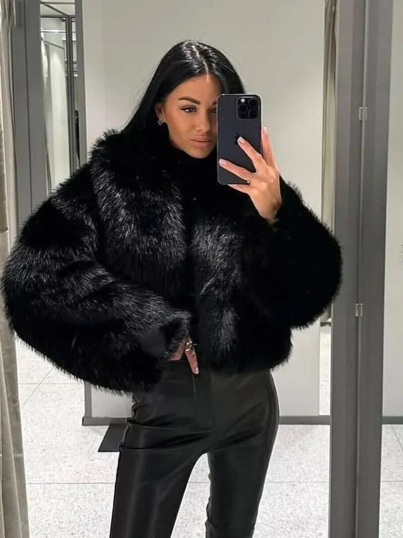 Faux Fur Cropped Winter Coat for Women