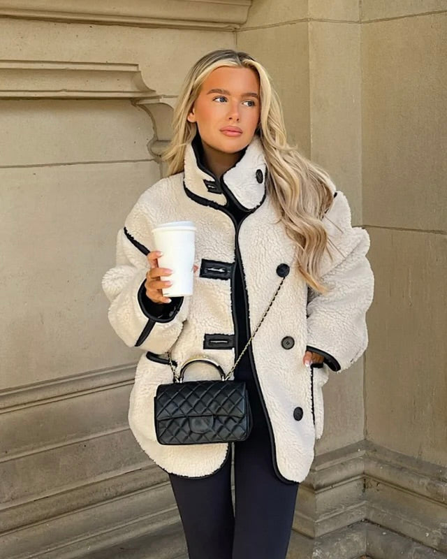 Oversized Fleece Button-Up Teddy Coat for Women