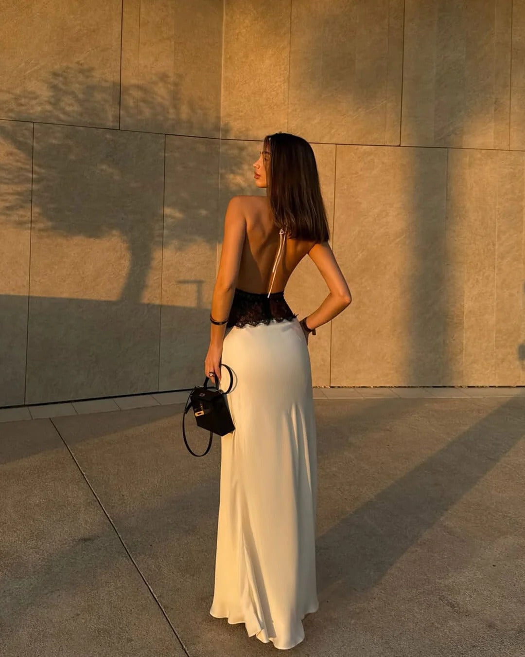 Satin Halterneck Backless Maxi Dress for Women