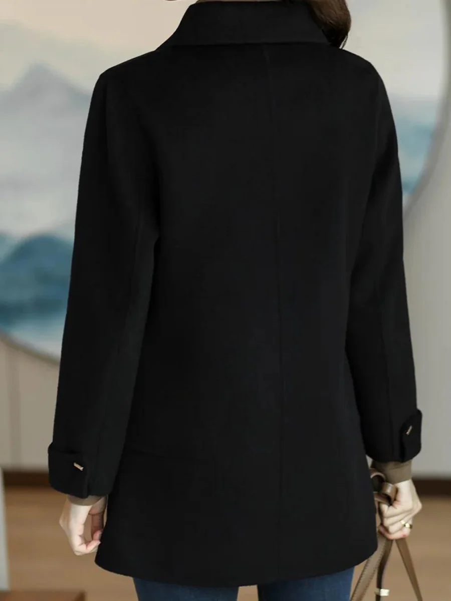 Button-Front Collared Winter Coat for Women