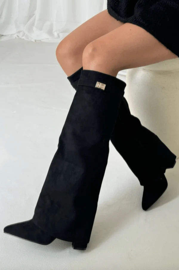Suede High Knee Boots with Pointed Toe for Women