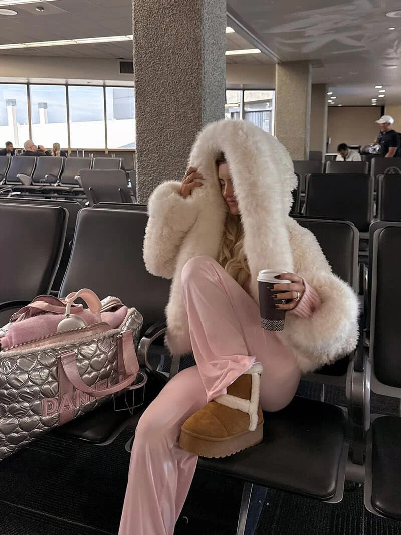 Faux Fur Oversized Hooded Coat for Women