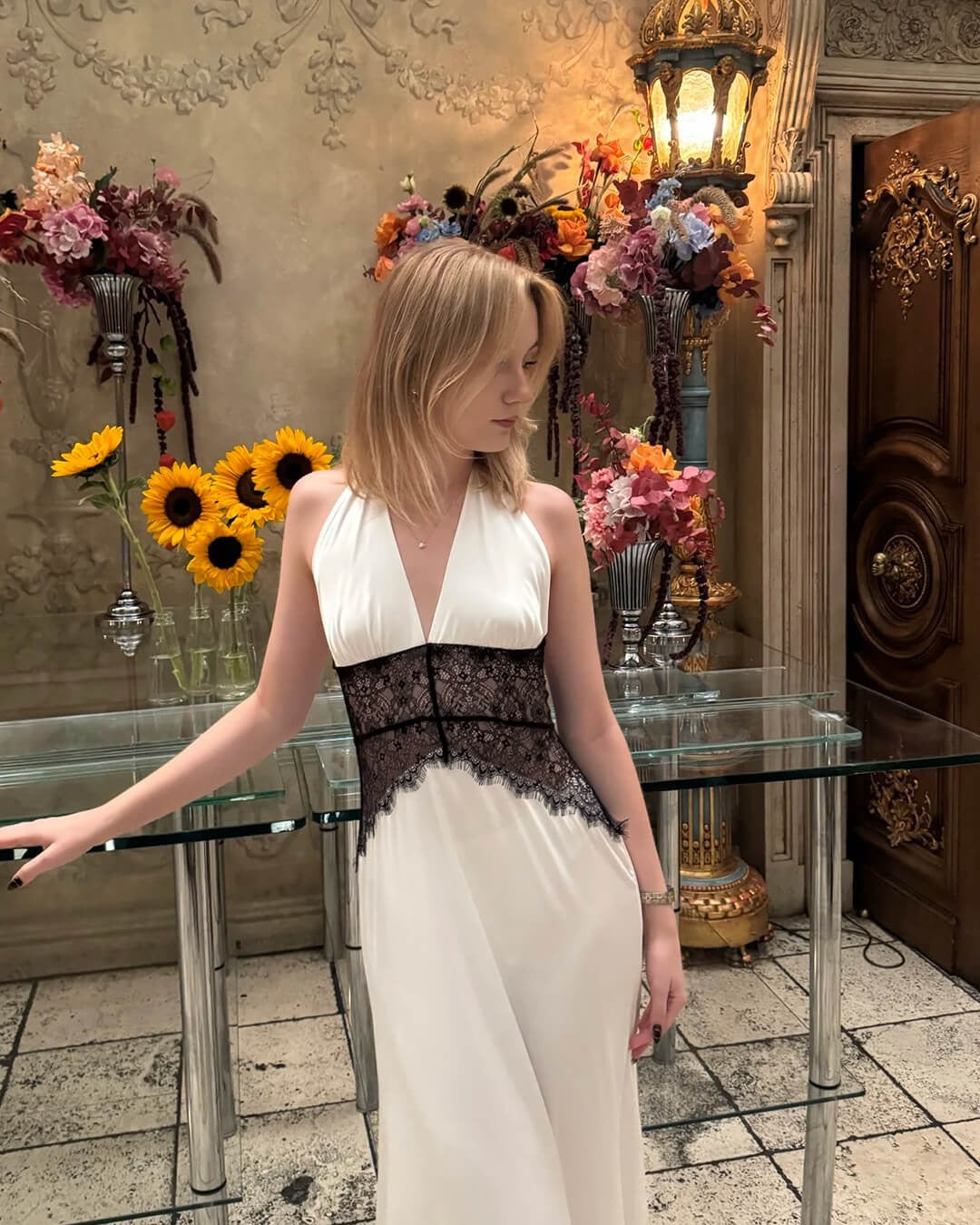 Satin Halterneck Backless Maxi Dress for Women