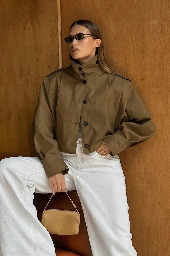 High Neck Trench Jacket for Women