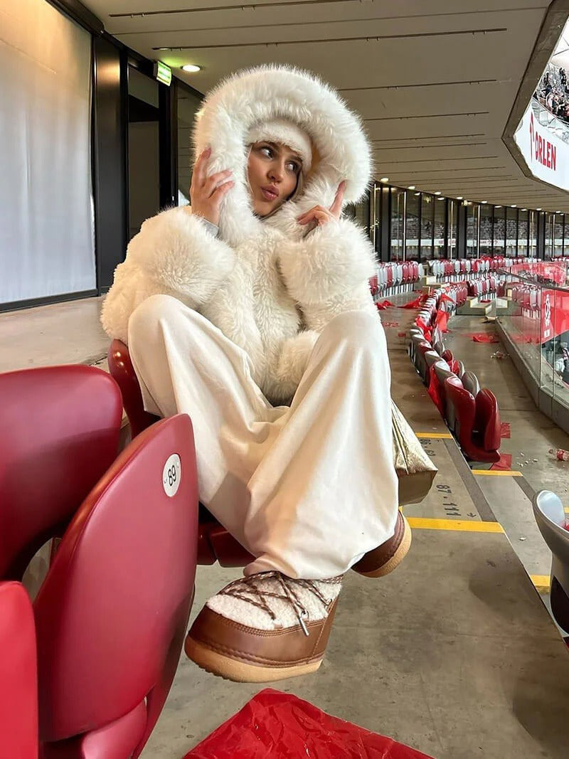 Faux Fur Oversized Hooded Coat for Women