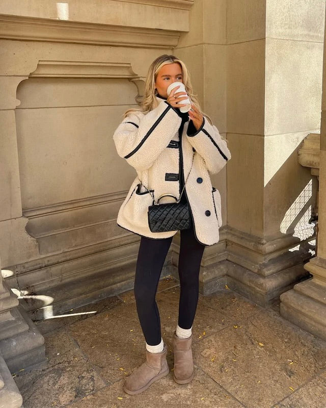 Oversized Fleece Button-Up Teddy Coat for Women