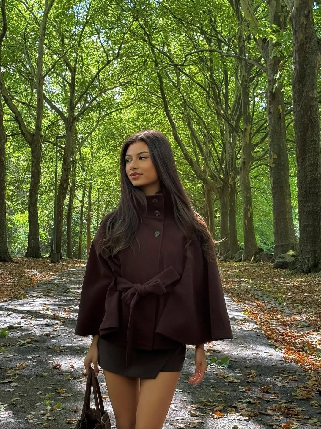 Wool Blend Cape Coat for Women