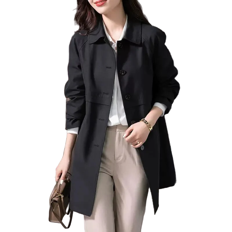 Classic Single Button Short Trench Coat for Women